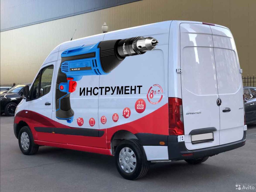 Изображение брендирование авто микроавтобус Мерседес Спринтер бортовой